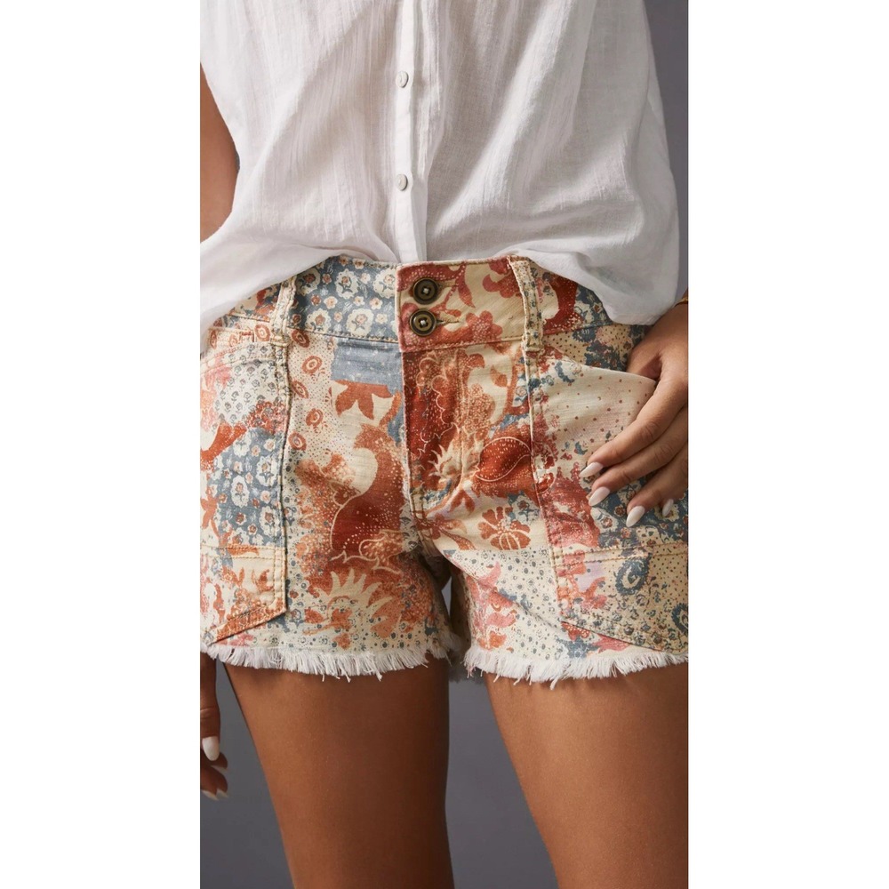 Pilcro Anthropologie Low-Rise The Wanderer Paisley Floral Print Shorts Womens 28 - Picture 2 of 9